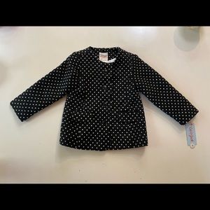 NWT Cat & Jack Girls 3T Polka Dot Quilted Jacket with Doubled Scalloped Edge